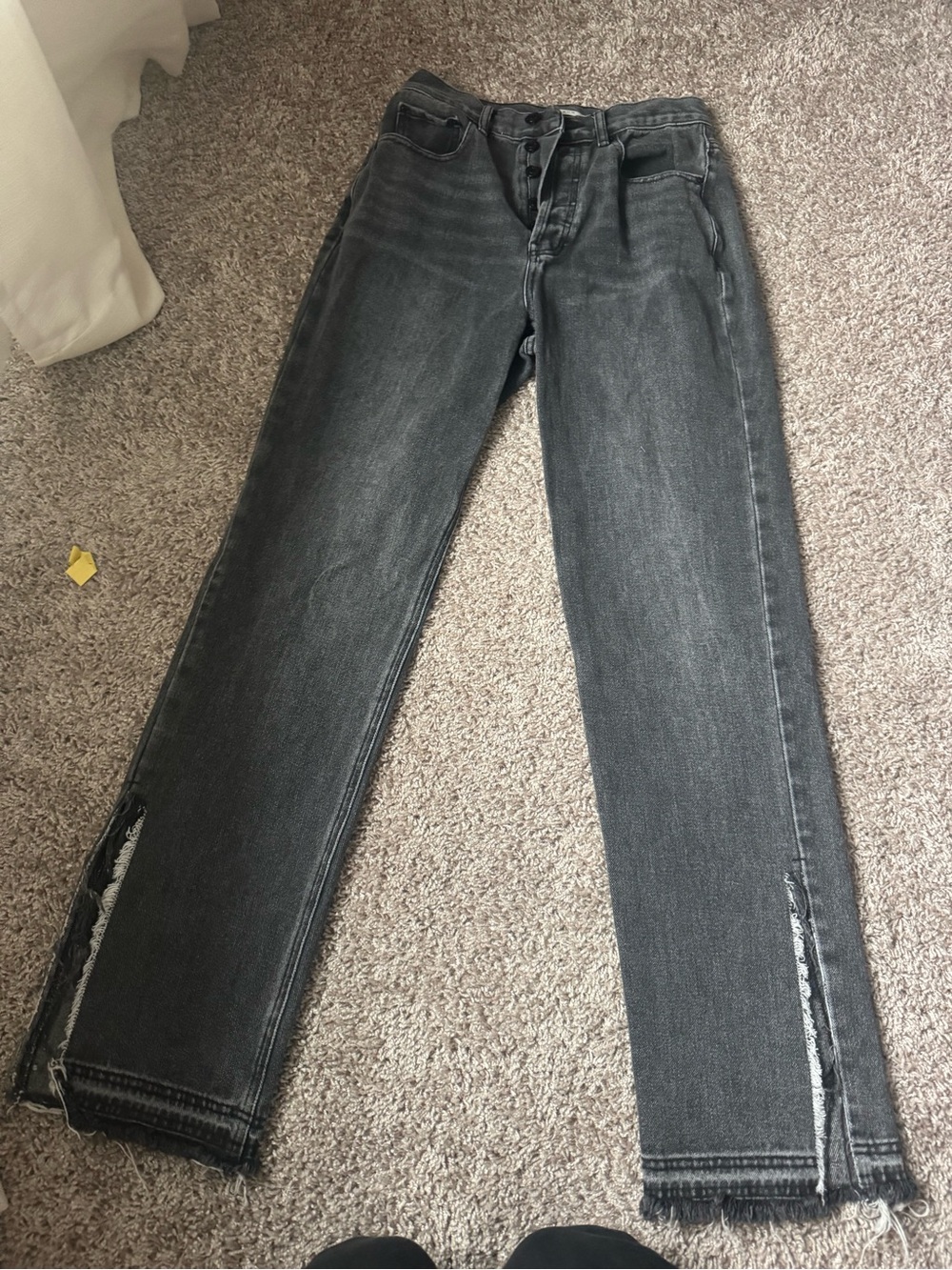 Pacsun High-Rise Straight Leg Black Wash Jeans with Side Slit